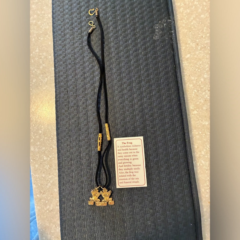 Gold and Black Frog Pendant Necklace